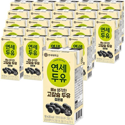 연세두유 맥주효모어성초 190mL 24팩2박스 - 연세두유 뼈를 생각한 고칼슘 두유 검은콩, 180ml, 24개