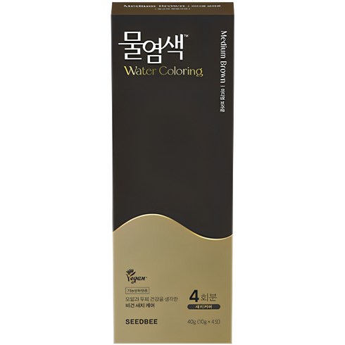 프리미엄 물염색 총 44회분  쿨링샴푸(300ml 2개 - 씨드비 프리미엄 물염색 시즌2, 미디엄브라운, 1개