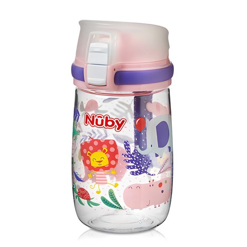 누비물병 - 누비 유아 트라이탄 티티 정글 물병, 파티핑크, 1개, 300ml