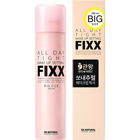 메이크업픽서 - 쏘내추럴 파우더포룸 올 데이 타이트 메이크업 세팅 픽서, 250ml, 1개