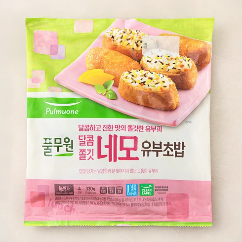 유부초밥 - 풀무원 달콤쫄깃 네모 유부초밥, 330g, 1개