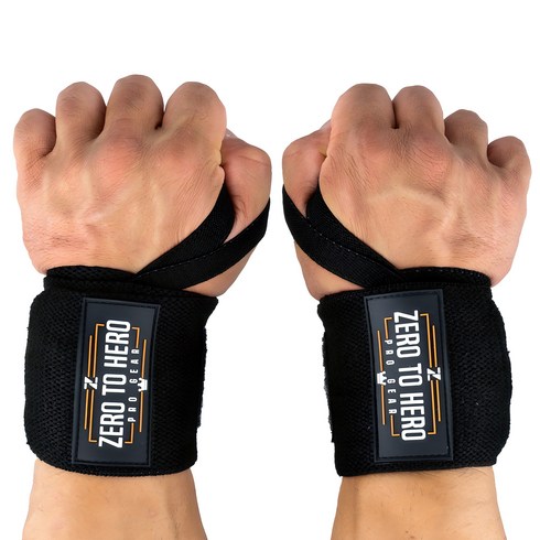 손목보호대헬스 - 제로투히어로 헬스 손목보호대 wrist wrap Type2 기본형 Black, 1세트