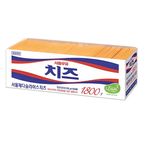 코스트코체다치즈 - 서울우유 서울 체다 슬라이스치즈 100매, 1.8kg, 1개