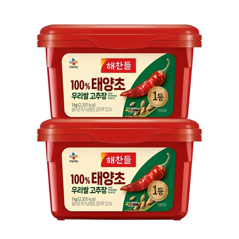 해찬들태양초고추장 - 해찬들 우리쌀로 만든 태양초 골드 고추장, 1kg, 2개