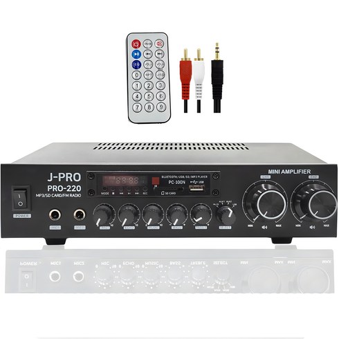 앰프스피커 - J-PRO 국산앰프 PRO-220 2채널 220W 블루투스 카페 업소용 매장용 앰프+리모콘+PC선 1.5M 포함, J-pro SM-200Q