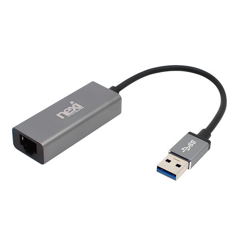 usb랜카드 - 넥시 USB3.0 기가비트 이더넷 유선 랜카드 노트북용, NX-UE30D(다크실버), 1개