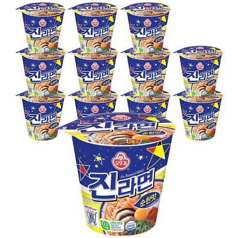 진라면소컵 - 오뚜기 진라면컵 순한맛 65g, 12개