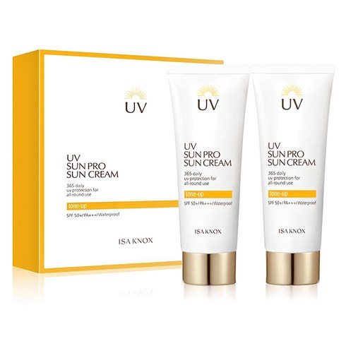 후썬크림 - 이자녹스 UV 선 프로 365 데일리 커버 선 듀오 세트 SPF 50+ PA+++, 70ml, 2개