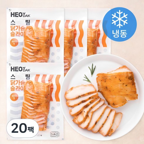 허닭 - 허닭 스팀 닭가슴살 슬라이스 케이준맛 (냉동), 100g, 20팩