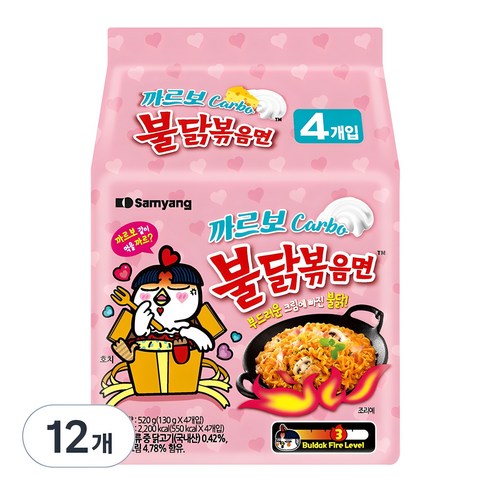 크림까르보불닭 - 삼양 까르보 불닭볶음면 130g, 12개