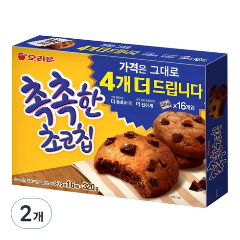 초코칩쿠키 - 오리온 촉촉한 초코칩, 320g, 2개