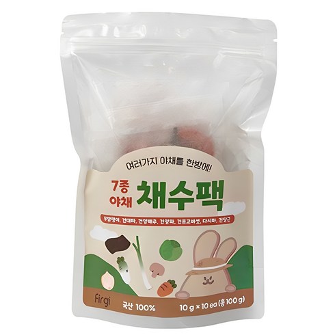 이유식육수팩 - 퍼기 어린이 7종야채 채수팩 10개입, 야채맛, 100g, 1개