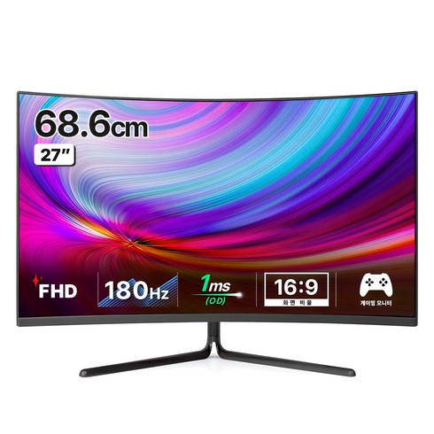 lgqhd모니터 - 한성컴퓨터 FHD 1500R 커브드 180Hz 게이밍 모니터, 68.6cm, TFG27F16V(무결점)