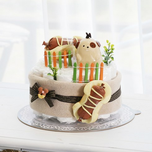 베이비베이커리 도그도그 신생아 기저귀케익, 모카베이지