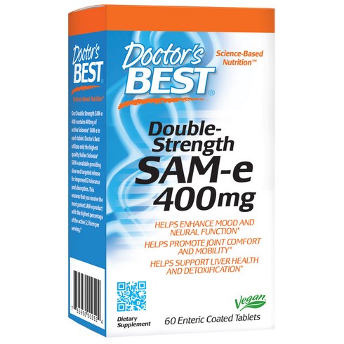 닥터스베스트 더블-스트랭스 SAM-e 400mg 타블렛 글루텐 프리 비건, 1개, 60정