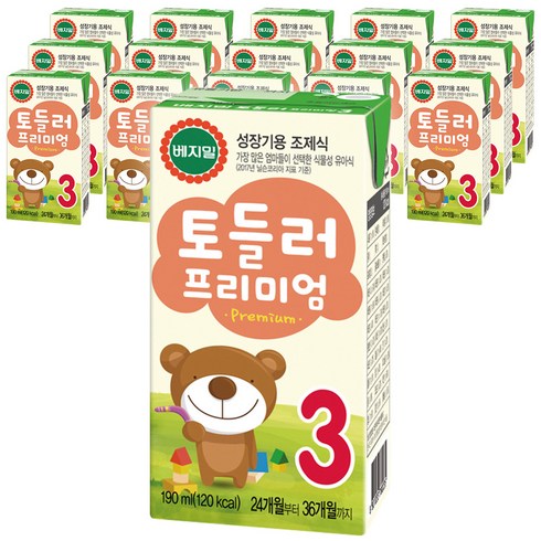 베지밀 토들러 프리미엄 3단계 아기두유 190ml, 콩 원액, 16개