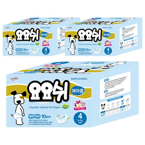 요요쉬 여아용 네츄럴 애견 기저귀, 소형, 3개