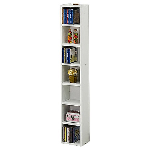 타워형 틈새 CD장 7칸, 화이트, 7단