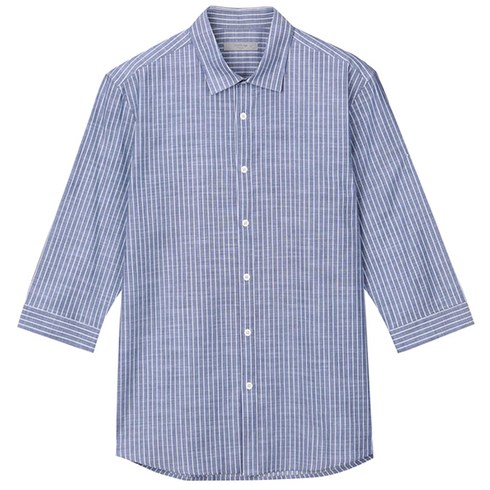 마인드브릿지 남성용 순면 스트라이프 7부셔츠 커플, NAVY