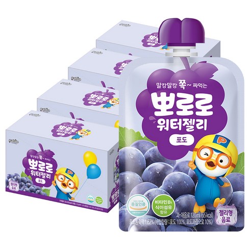 팔도 뽀로로 워터젤리 포도, 120ml, 40개