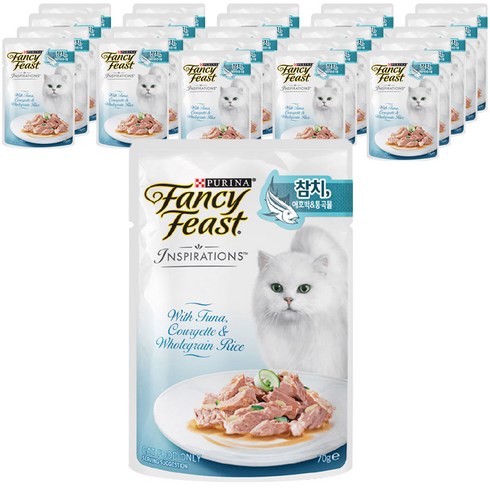 퓨리나 팬시피스트 인스퍼레이션 고양이 파우치, 참치+ 애호박 + 통곡물, 70g, 24개입
