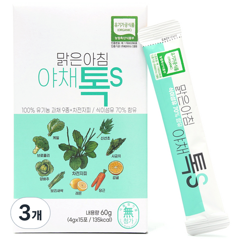 야채톡 - 산마을 맑은아침 야채톡S 15p, 15g, 3개