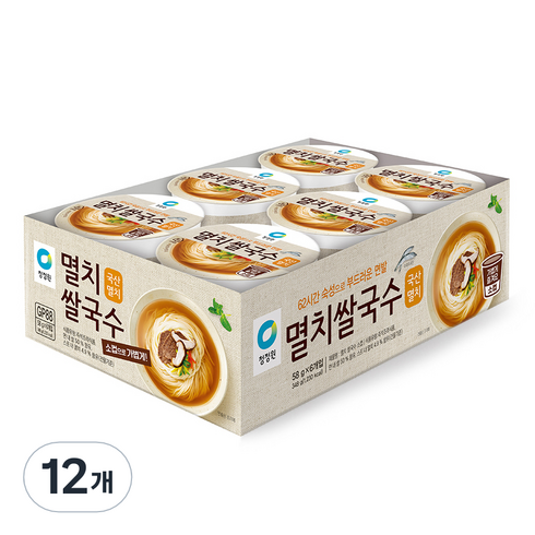 청정원멸치쌀국수 - 청정원 멸치 쌀국수 소컵, 58g, 12개