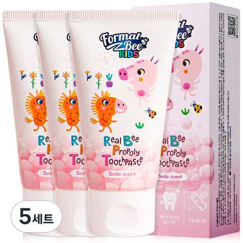 포멀비키즈치약 - 포멀비 키즈 리얼 비프로폴리 치약 소다향 3p, 60g, 5세트