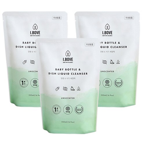 아이보브 젖병 & 식기 주방세제, 3개, 500ml