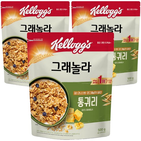 켈로그 통귀리 그래놀라, 500g, 3개