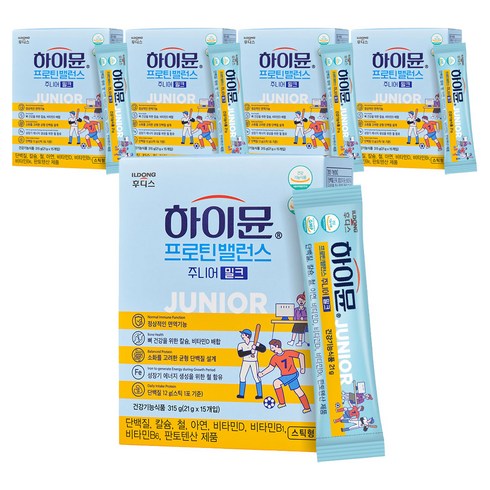 일동후디스 하이뮨 프로틴밸런스 주니어 스틱 밀크 오리지널 15p, 315g, 5개