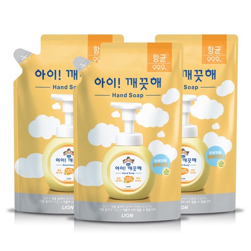 아이깨끗해리필 - 아이깨끗해 순 핸드워시 파우더향 리필용, 450ml, 3개