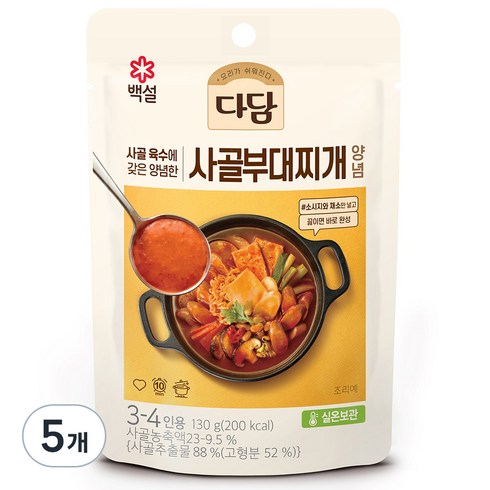 다담 사골부대 찌개양념, 130g, 5개