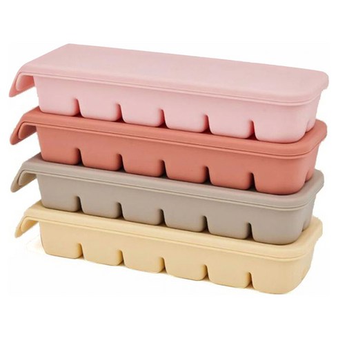 퍼기 이중 밀폐 슬림 멀티 큐브 이유식냉동용기 12구 4종, 240ml, 베이지 + 웜그레이 + 인디핑크 + 파스텔핑크, 1세트