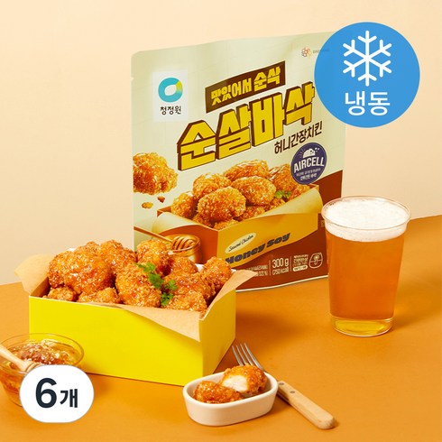 순살 닭다리구이 허니머스타드 치킨볼 - 청정원 순살바삭 허니간장치킨 (냉동), 300g, 6개