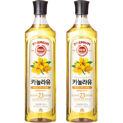 해표 카놀라유, 900ml, 2개