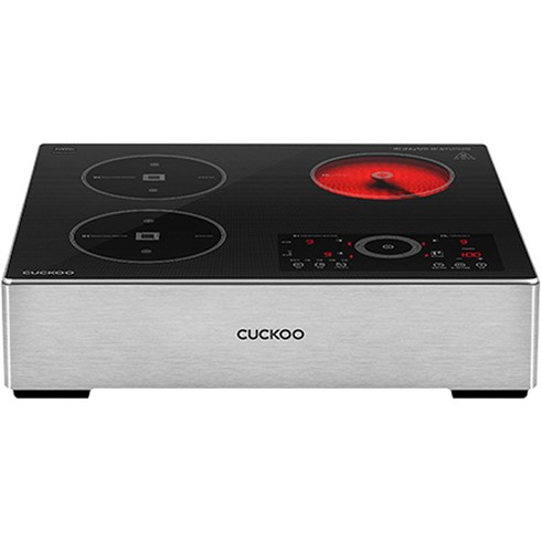 쿠쿠 3구 하이브리드 전기레인지 CIHR-D315MFB + 스탠드케이스 150mm, 자가설치