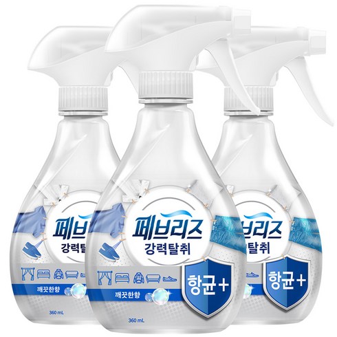 탈취제 - 페브리즈 항균 플러스 섬유탈취제 깨끗한향 본품, 360ml, 3개