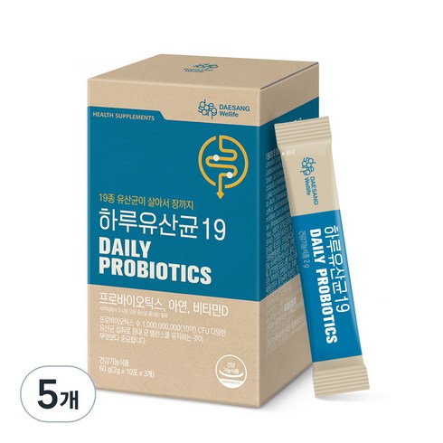 대상웰라이프 하루 유산균 19, 60g, 5개