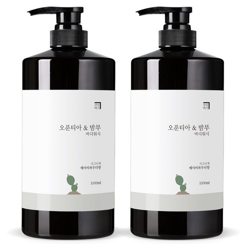 살림백서 오푼티아 앤 밤부 바디워시 베이비파우더향, 1000ml, 2개