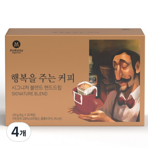 맥널티커피 행복을 주는 시그니처 블렌드 핸드드립 커피, 8g, 20개입, 4개