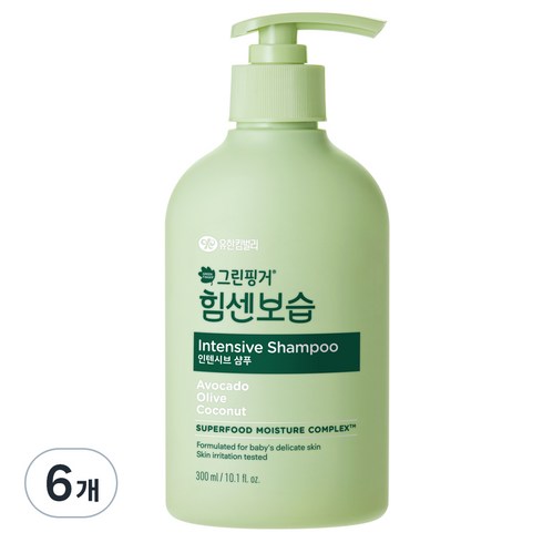 그린핑거 - 그린핑거 힘센보습 인텐시브 샴푸, 300ml, 6개