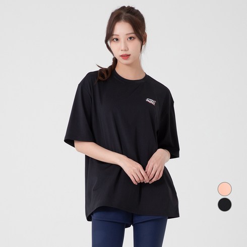 여성 썸머 티셔츠 3종  래쉬가드 티셔츠 1종  - 캐럿 여성용 오버핏 반팔 그래픽 래쉬가드, 블랙