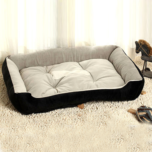 극세사 사각 강아지집, 블랙, 1개