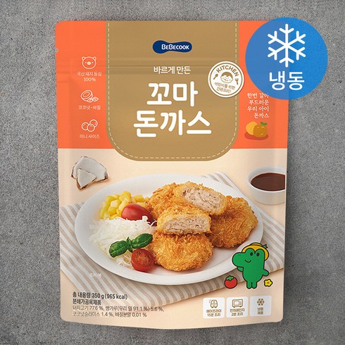 아기돈까스 - 베베쿡 바르게 만든 꼬마돈까스 (냉동), 350g, 1개