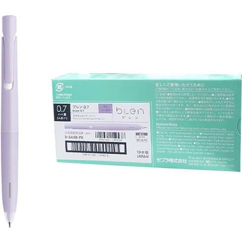 2023년 가성비 최고 블렌트일루젼 - 제브라 블렌 볼펜 0.7mm 10p, 퍼플(바디) + 블랙(잉크), 1세트
