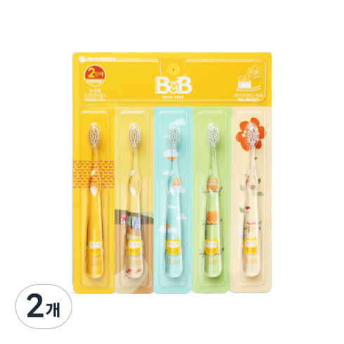 비앤비 유아칫솔 2단계 뮤아 5p, 투명, 2개, 5개입