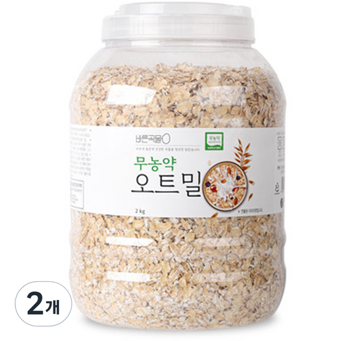 바른곡물 무농약 오트밀, 2kg, 2개