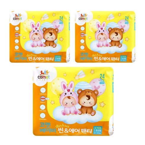 코멧 베이비 씬&에어 팬티 남여공용, 특대형(XL), 72매