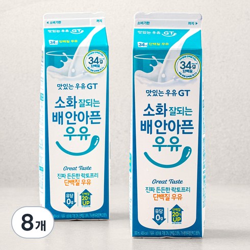 남양유업 맛있는우유GT 소화 잘되는 배 안아픈 단백질 우유, 900ml, 8개